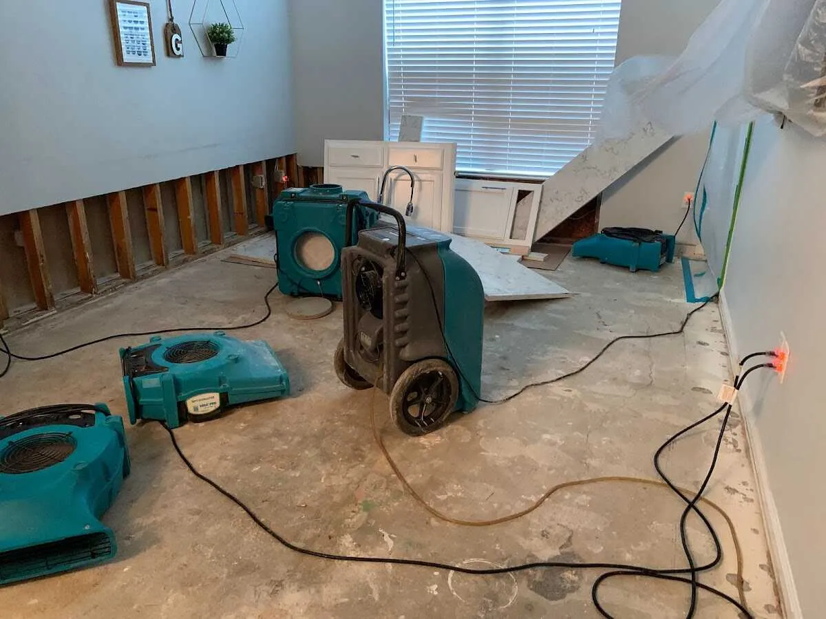 Dehumidifier in flood-cut room for Water Extraction & Removal in Homer Glen